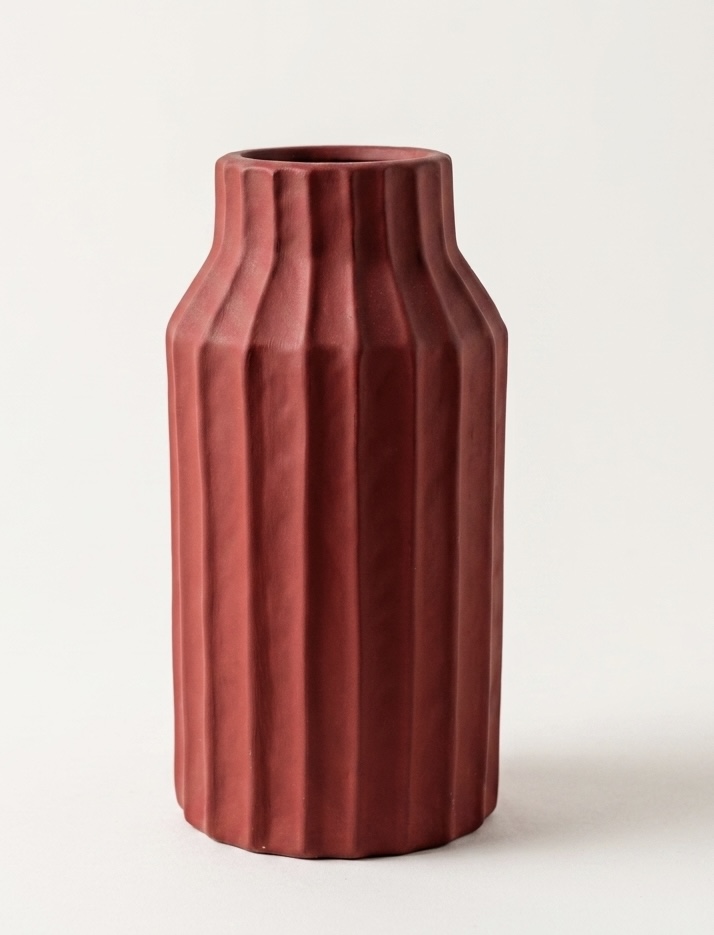 burgandy ceramic vase