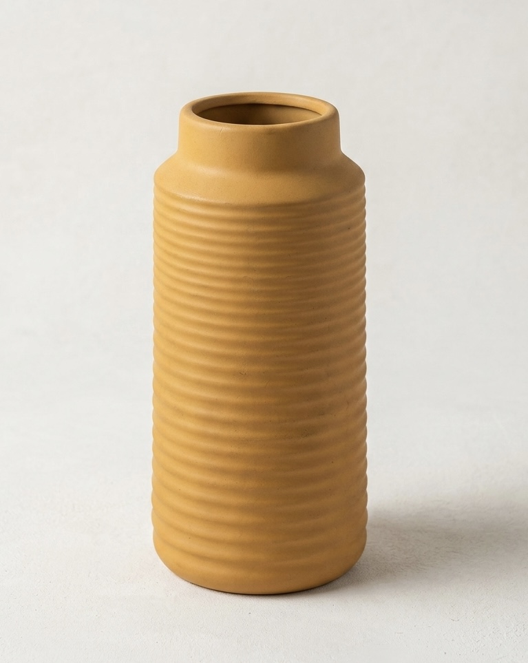 yellow ceramic vase