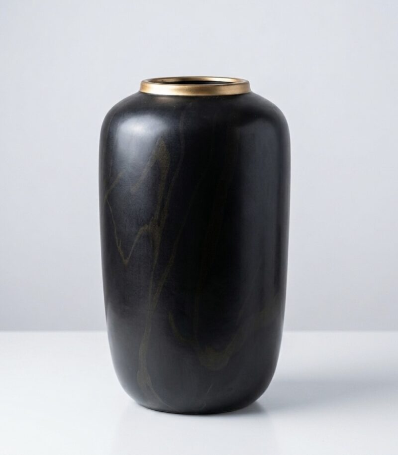 black ceramic vase