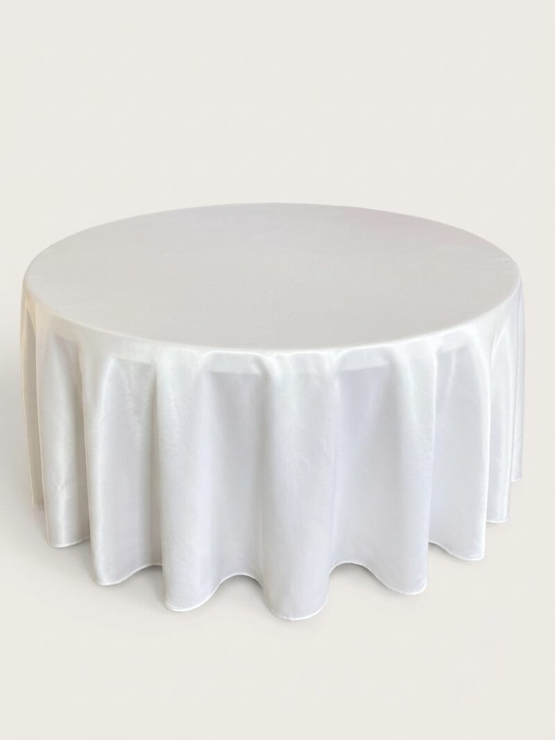 mantel polyester satin blanco redondo 3m
